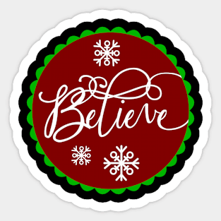 Floating Christmas Ornament Believe Sticker
